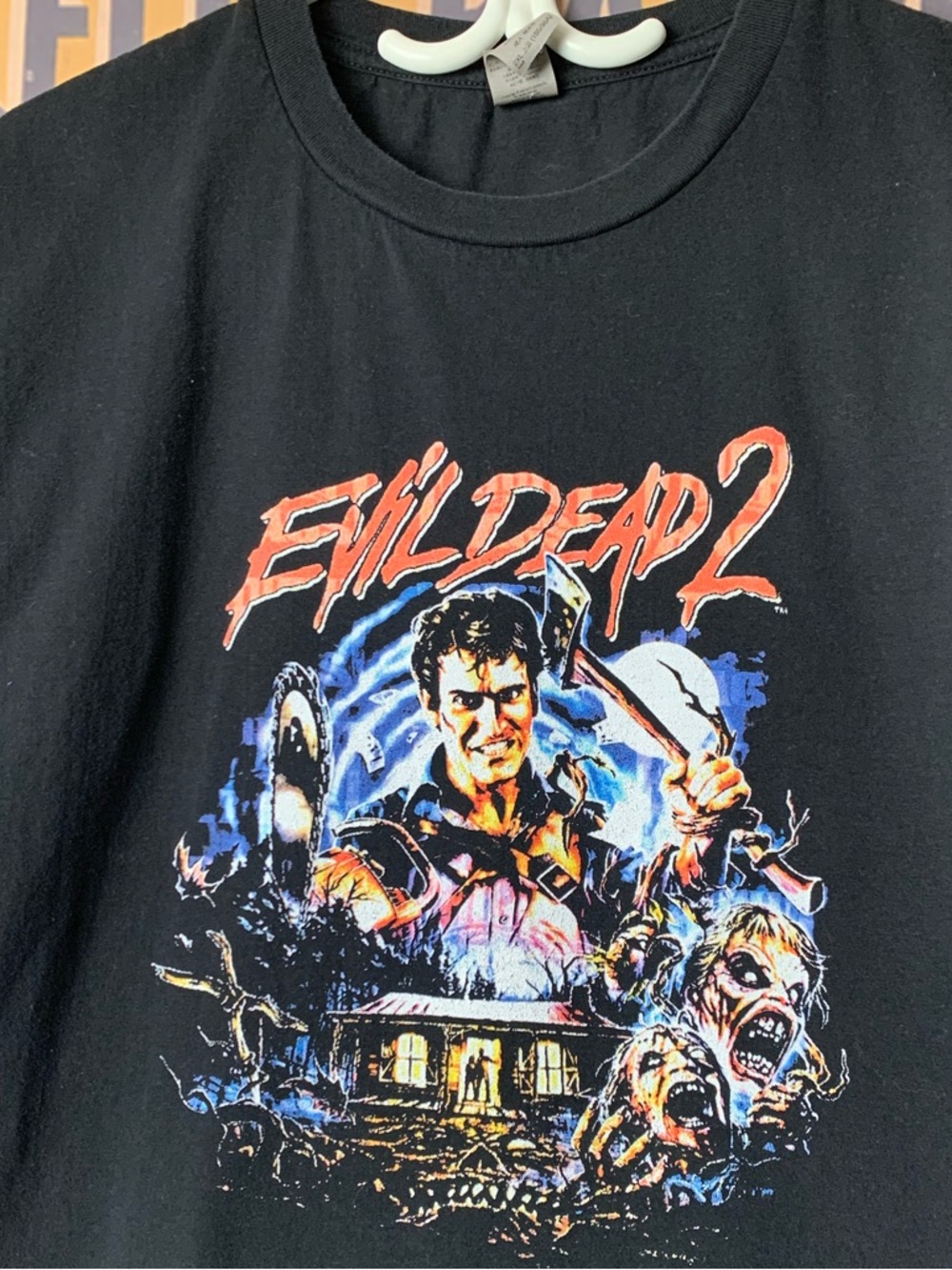 Evil Dead 2 Dead By Dawn Ash Gildan Black Horror Movie Graphic Print T-Shirt